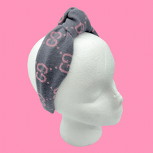 Load image into Gallery viewer, The Kate Knotted Headband - Gray &amp; Pink