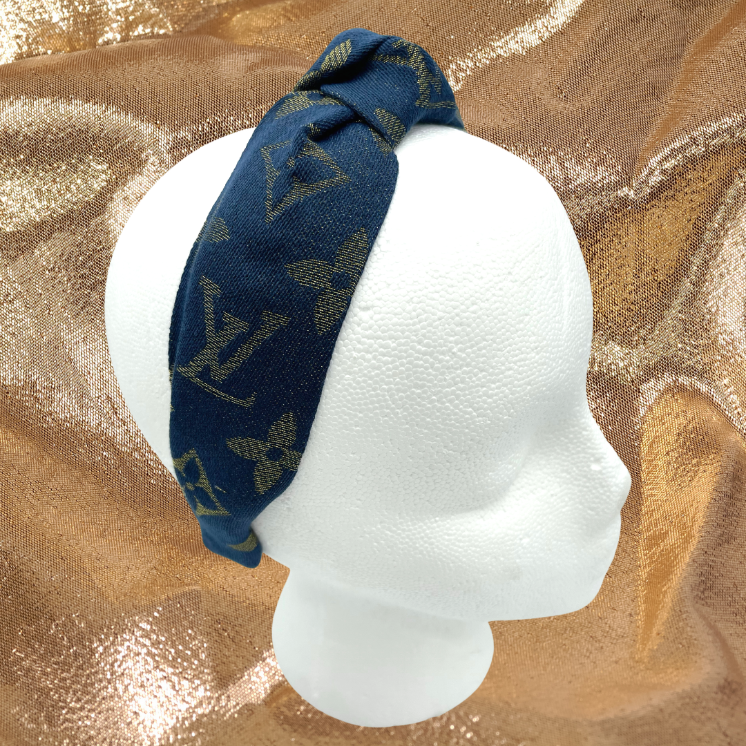 The Kate Knotted Headband - Navy & Gold – Tinsley Allison  display picture 2