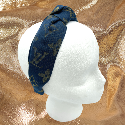 The Kate Knotted Headband - Navy & Gold