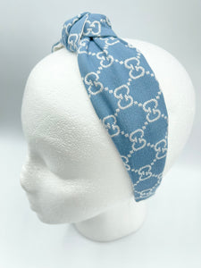 The Kate Knotted Headband - Blue & Silver