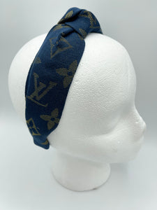 The Kate Knotted Headband - Navy & Gold